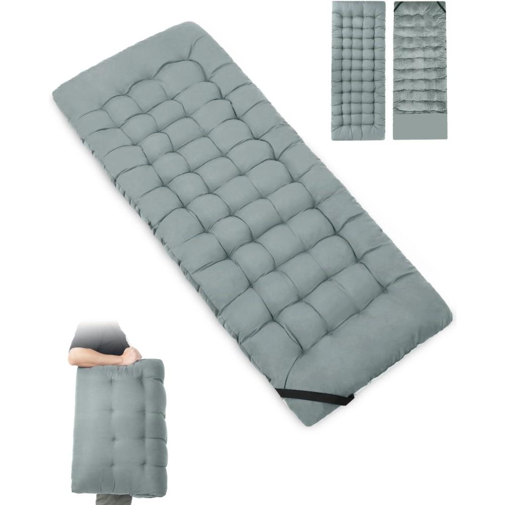 image:imageSportneer Cot Mattress 152 Thick Soft Camping Cot Mattress Pad 75x28 Folding Cot Topper with Fix Straps for Single Bed Camp Cot RV Bunk Comfortable amp PortableGrey