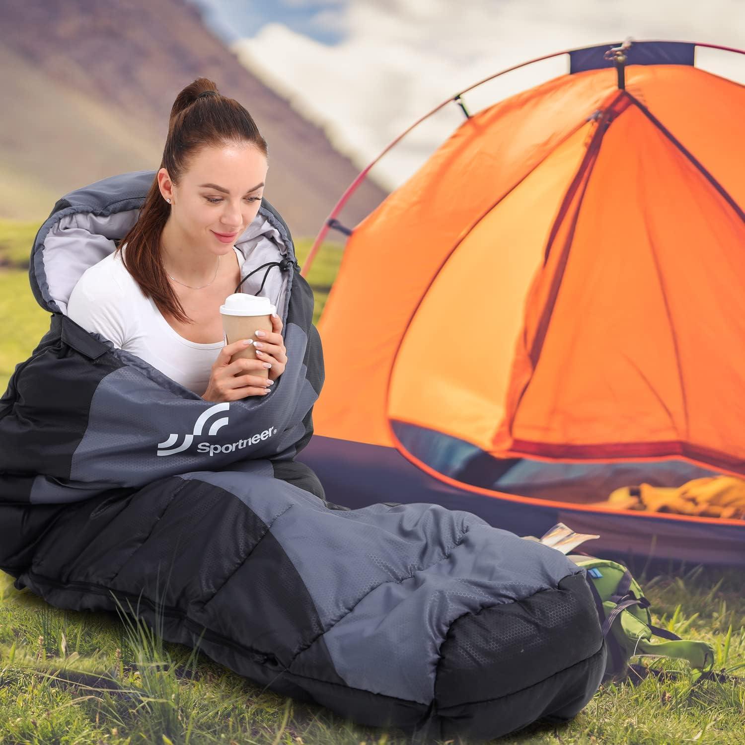 image:imageMummy Sleeping Bag Sportneer Compact Sleeping Bags for Adults Warm Weather Sleeping Bag Ultralight Sleeping Bag for Adult Teen Kids Backpacking Camping Hiking Outdoor Travel