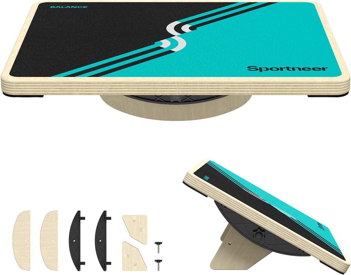 image:imageSportneer 2in1 Balance Board Adjustable Wobble amp Slant Board for Core Strength Stretching Rehab Standing Desk Home Gym WorkoutTurquoise