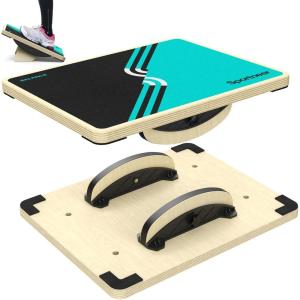 Sportneer 2-in-1 Balance Board – Adjustable Wobble & Slant Board for Core Strength, Stretching, Rehab, Standing Desk, Home Gym Workout(Turquoise)
