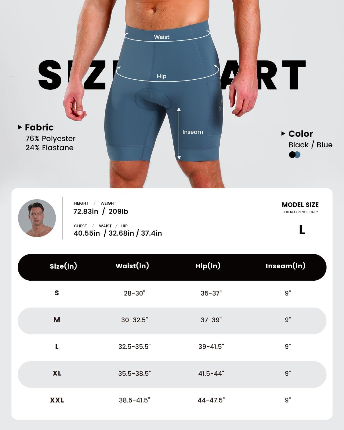 image:imageSportneer Padded Bike Shorts for Men 4D Padding Mens Bicycle Cycling Biking Clothing Shorts Breathable and AbsorbentBlue With Pockets