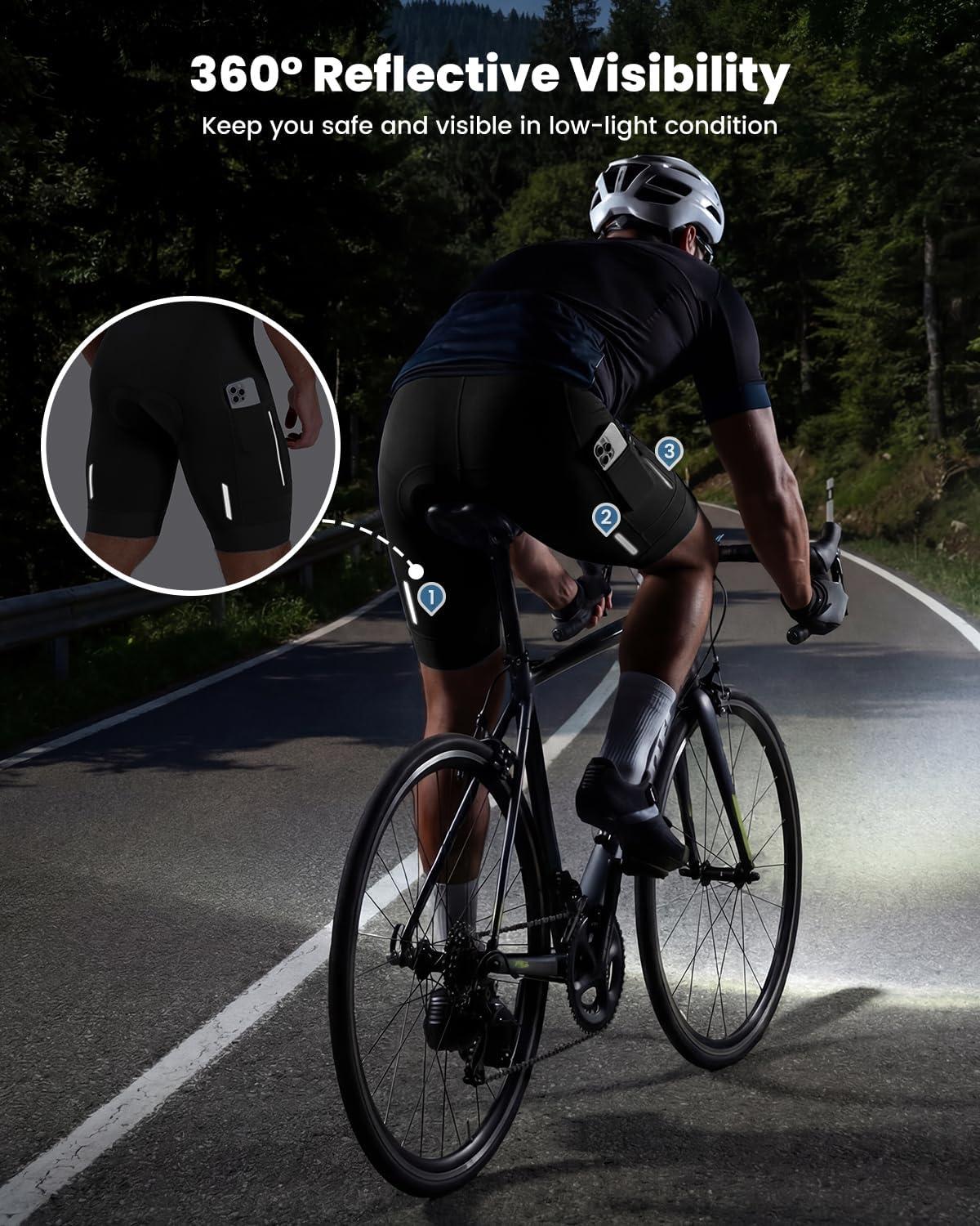 image:imageSportneer Padded Bike Shorts for Men 4D Padding Mens Bicycle Cycling Biking Clothing Shorts Breathable and AbsorbentFull Black With Two Pockets