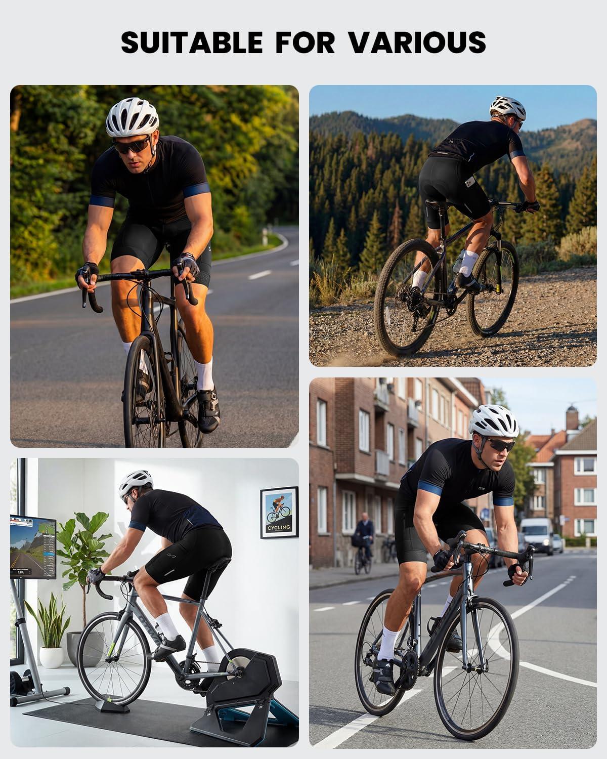 image:imageSportneer Padded Bike Shorts for Men 4D Padding Mens Bicycle Cycling Biking Clothing Shorts Breathable and AbsorbentFull Black With Two Pockets