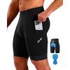 Sportneer Padded Bike Shorts for Men – 4D Padding Mens Bicycle Cycling Biking Clothing Shorts, Breathable and Absorbent(Full Black With Two Pockets)