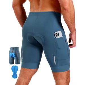 Sportneer Padded Bike Shorts for Men – 4D Padding Mens Bicycle Cycling Biking Clothing Shorts, Breathable and Absorbent(Blue With Pockets)
