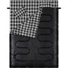Sportneer Double Sleeping Bag – 2 Person Queen Size Sleeping Bag with 2 Pillows for Adults Kids in 3 Season Warm Cold Weather, Waterproof Lightweight for Outdoor, Camping, Backpacking, Hiking(Black)