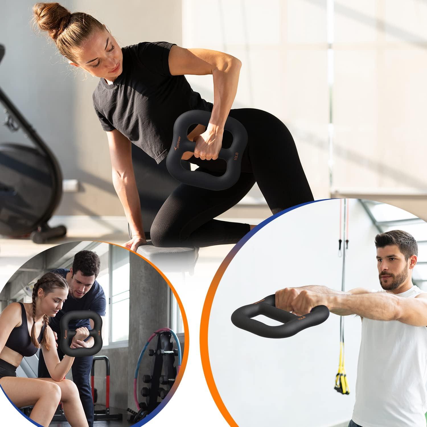 image:imageSportneer Premium RingShaped Dumbbell 10 lbs Hand Weight Combination of Dumbbell Kettlebell and Weight Plate 3in1 Weights Dumbbells for Muscle Toning Strength Training